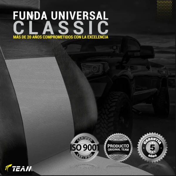 Funda Para Butacas Cuerina "Classic" Gruesa importada Jgo completa Universal 2 but.+ asiento/respaldo entero Color Negro/Negro Logo Chev Cod. CE-01-CHEV-N - Imagen 6