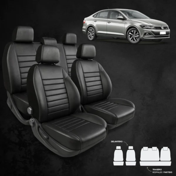 Funda Bastonne Material Cuero Automotor Nro1 Con Molde Real Para 2 but adel.+ atras asiento entero/respaldo Partido Cod. PU-09-1-3-1-3 - Imagen 3