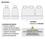 Funda Bastonne Material Cuero Automotor Nro1 Con Molde Real Para 2 but adel.+ atras asiento entero/respaldo Partido Cod. PU-09-1-3-1-3 - Imagen 4