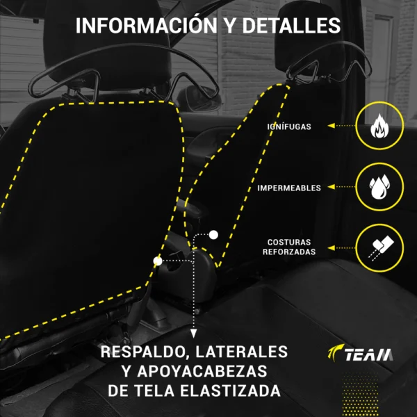 Funda Cuerina "Classic" Gruesa importada 2 butacas Delanteras universales P/Todos los Vehiculos Cod. CE-07-N - Imagen 4