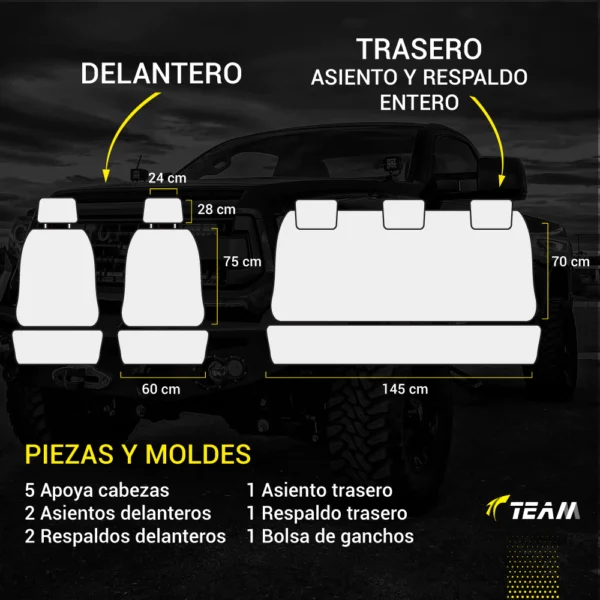 Funda Para Butacas Cuerina "Classic" Gruesa importada Jgo completa Universal 2 but.+ asiento/respaldo entero Color Negro/Negro Logo Toyota Cod. CE-01-TOY-N - Imagen 3