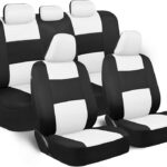 Funda Para Butacas Cuerina "Classic" Gruesa importada Jgo completa universal 2 but.+ asiento/respaldo entero Color Negro/Blanco Cod. CE-01-BLAN-N