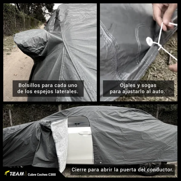 Cubre Auto Premium Tricapa Pvc-Felpa-Imp. Ideal Todo Tipo de Proteccion Frio-Heladas Altas Temperaturas Mascotas Y Todo tipo de imprevisto Larga Durabilidad  Cod. C700-XXL 5.25 Mts. - Imagen 4