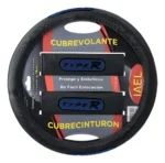 Cubre Volante 38" + Cubre cinturon Kit Cuero Negro/azul Cod. Cv3061-A