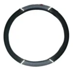 Cubre Volante Cuero Y Tela Antitranspirante 38" cm Negro Tela Gris Cod. Cv3052-N