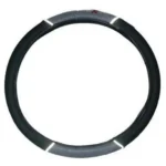 Cubre Volante Cuero Y Tela Antitranspirante 38" cm Negro Tela Gris Cod. Cv3052-N