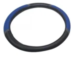 Cubre Volante Cuero Y Tela Antitranspirante 38" cm Negro Tela Azul Cod. Cv3052-A