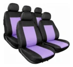 Funda Para Butacas Cuerina "Classic" Gruesa importada Jgo completa Universal 2 but.+ asiento/respaldo entero Color Negro/Violeta Cod. CE-01-VIOL-N