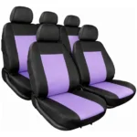 Funda Para Butacas Cuerina "Classic" Gruesa importada Jgo completa Universal 2 but.+ asiento/respaldo entero Color Negro/Violeta Cod. CE-01-VIOL-N