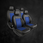 Funda Bastonne Material Cuero Pu Automotor Premium Nro1 Con Molde Real Para Butacas Completa Univ. 2but Del+asiento/respaldo entero Color Negro/Azul Cod. PU-01-AZ