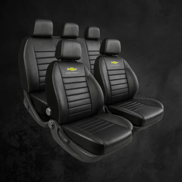Funda Bastonne Material Cuero Pu Automotor Premium Nro1 Con Molde Real Para Butacas Completa Univ. 2but Del+asiento/respaldo entero Chevrolet Cod. PU-01-N-CHEV - Imagen 2