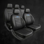 Funda Bastonne Material Cuero Pu Automotor Premium Nro1 Con Molde Real Para Butacas Completa Univ. 2but Del+asiento/respaldo entero Logo Ford Cod. PU-01-N-FORD