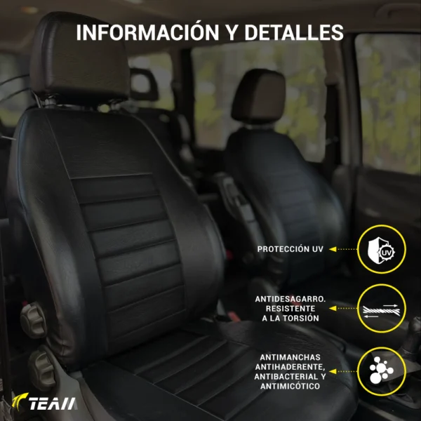 Funda Bastonne Material Cuero Automotor Nro1 Con Molde Real Para 2 but adel.+ atras asiento entero/respaldo Partido Cod. PU-09-1-3-1-3 - Imagen 7