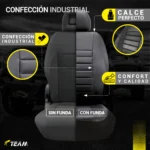 Funda Bastonne Material Cuero Automotor Nro1 Con Molde Real Para 2 but adel.+ atras asiento entero/respaldo Partido Cod. PU-09-1-3-1-3 - Imagen 9