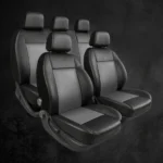 Funda Para Butacas Cuerina "Classic" Gruesa importada Jgo completa Universal 2 but.+ asiento/respaldo entero Color Negro/Gris Cod. CE-01-G