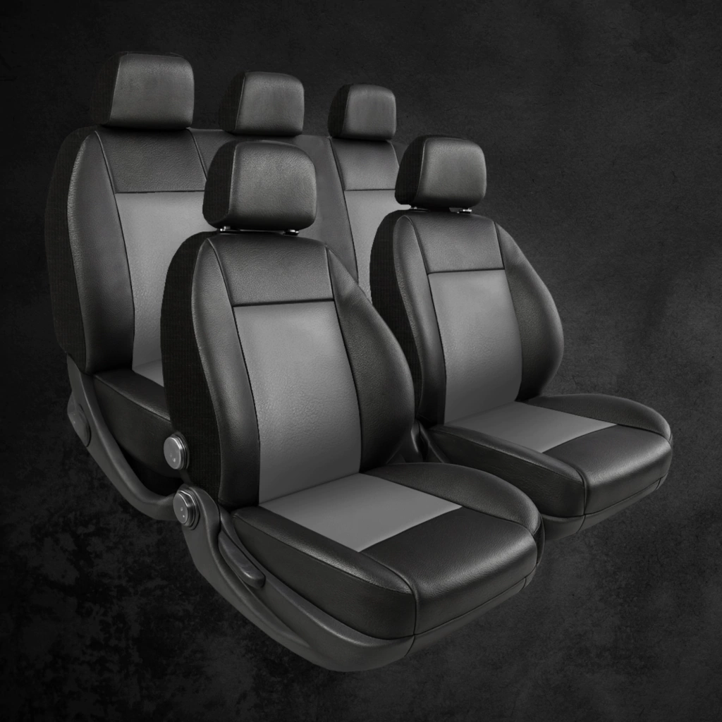classic-gris-c3eb63179adcca314217649651477835-1024-1024 Funda Para Butacas Cuerina "Classic" Gruesa importada Jgo completa Universal 2 but.+ asiento/respaldo entero Color Negro/Gris Cod. CE-01-G - Imagen 1