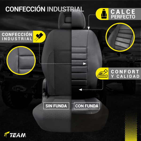 Funda Bastonne Material Cuero Pu Automotor Premium Nro1 Con Molde Real Para Butacas Completa Univ. 2but Del+asiento/respaldo entero Color Negro/Rojo Cod. PU-01-R - Imagen 6