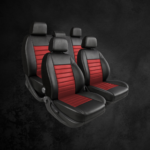 Funda Bastonne Material Cuero Pu Automotor Premium Nro1 Con Molde Real Para Butacas Completa Univ. 2but Del+asiento/respaldo entero Color Negro/Rojo Cod. PU-01-R