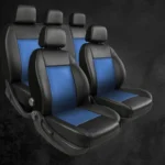 Funda Para Butacas Cuerina "Classic" Gruesa importada Jgo completa Universal 2 but.+ asiento/respaldo entero Color Negro/Azul Cod. CE-01-AZ