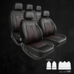 Funda Bastonne Material Cuero Pu automotor Extra Costuras "Rombo Racing" Premium  Con Molde Real Para 2 but adel.+ atrás aiento/respaldo entero Color Negro/Rombo Rojo Cod. TR-01-R